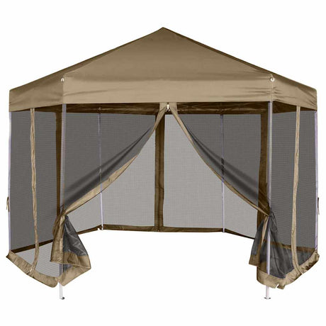 Vidaxx Partyzelt mit Wänden sechseckig 3,6x3,1 m taupe 220 g m²