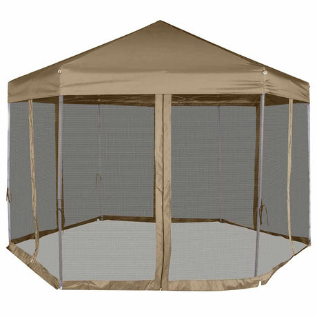 Vidaxx Partyzelt mit Wänden sechseckig 3,6x3,1 m taupe 220 g m²