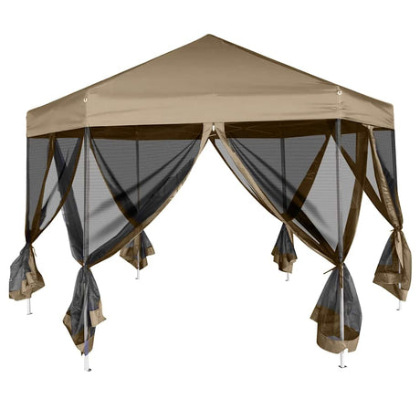 Vidaxx Partyzelt mit Wänden sechseckig 3,6x3,1 m taupe 220 g m²