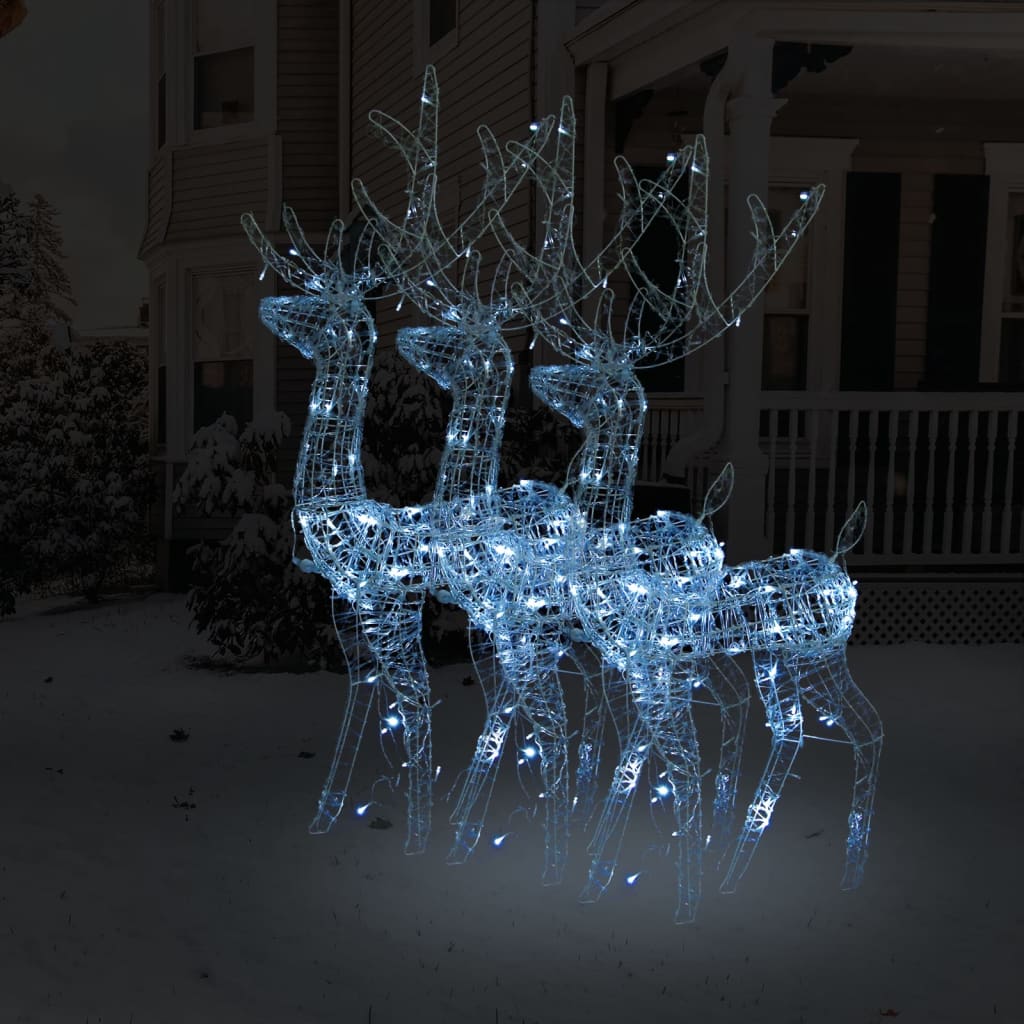 VidaXL Weihnachtsdekoration Rentier 3 Stk. 120 cm Acryl kaltweiß