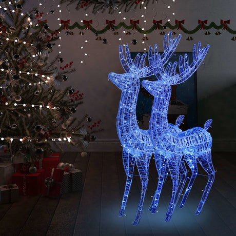VidaXL Weihnachtsdekoration Rentier XXL 2 Stk. 250 LEDs Blau 180 cm Acryl