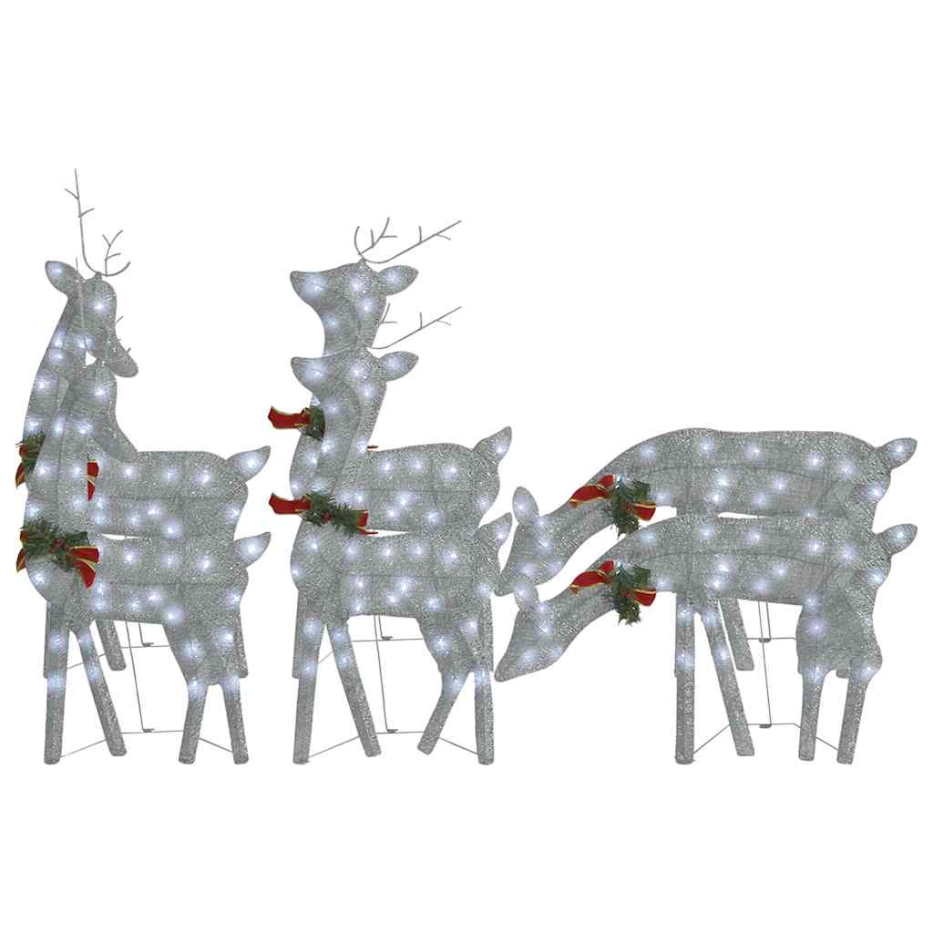 VidaXL Weihnachts-Rentier 6 Stück kaltweißes Netz silberfarben