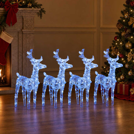 VidaXL Weihnachtsrentier 4 Stk. 160 LEDs Acryl Blau