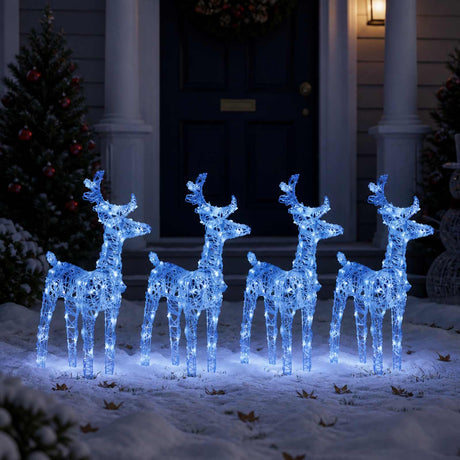VidaXL Weihnachtsrentier 4 Stk. 160 LEDs Acryl Blau