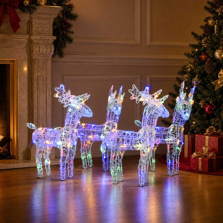 VidaXL Weihnachtsrentier 4 Stk. 160 LEDs Acryl mehrfarbig