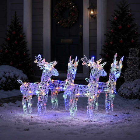 VidaXL Weihnachtsrentier 4 Stk. 160 LEDs Acryl mehrfarbig