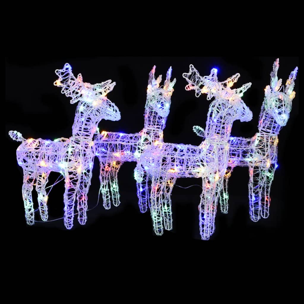 VidaXL Weihnachtsrentier 4 Stk. 160 LEDs Acryl mehrfarbig