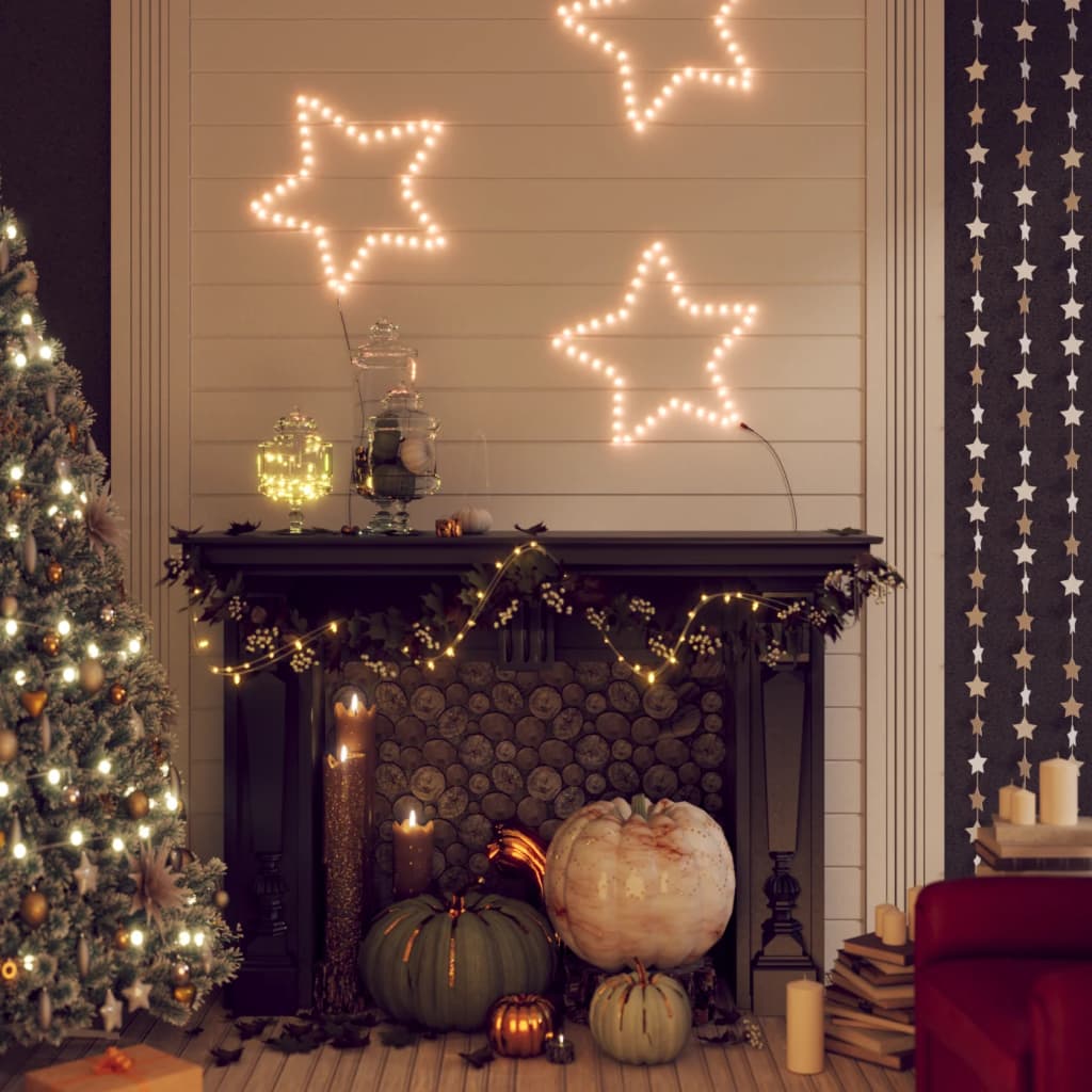 VidaXL Weihnachtsfiguren Sterne mit 48 LEDs 2 Stück 56 cm warmweiß