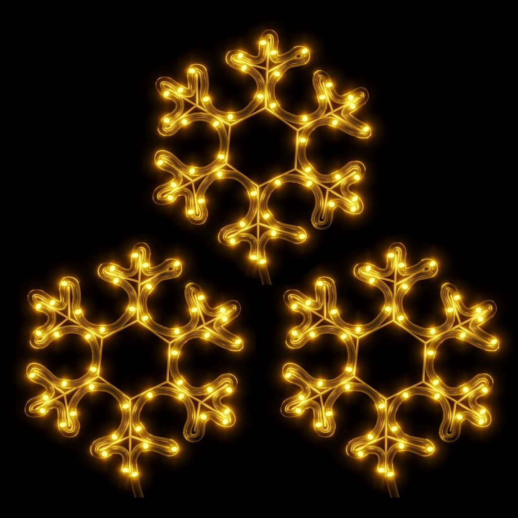 Vidaxl kerstfiguur sneeuwvlok met led's 3 st 27x27 cm warmwit