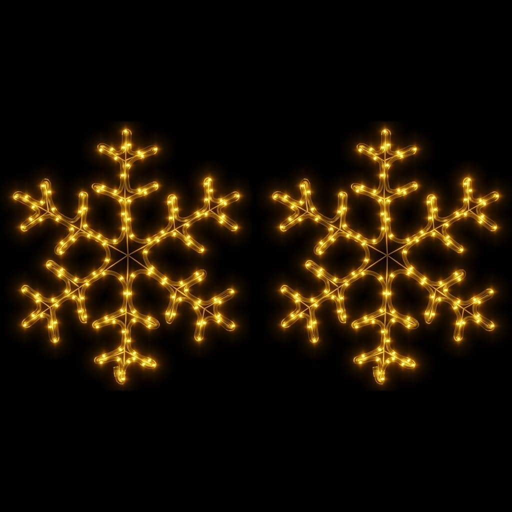 Vidaxl kerstfiguur sneeuwvlok met led's 2 st 59x59 cm warmwit