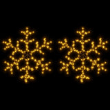 Vidaxl kerstfiguur sneeuwvlok met led's 2 st 59x59 cm warmwit