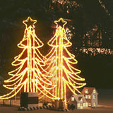 VidaXL Weihnachtsfigurenbaum 2 Stk. faltbar mit LEDs 87x87x93 cm warmweiß