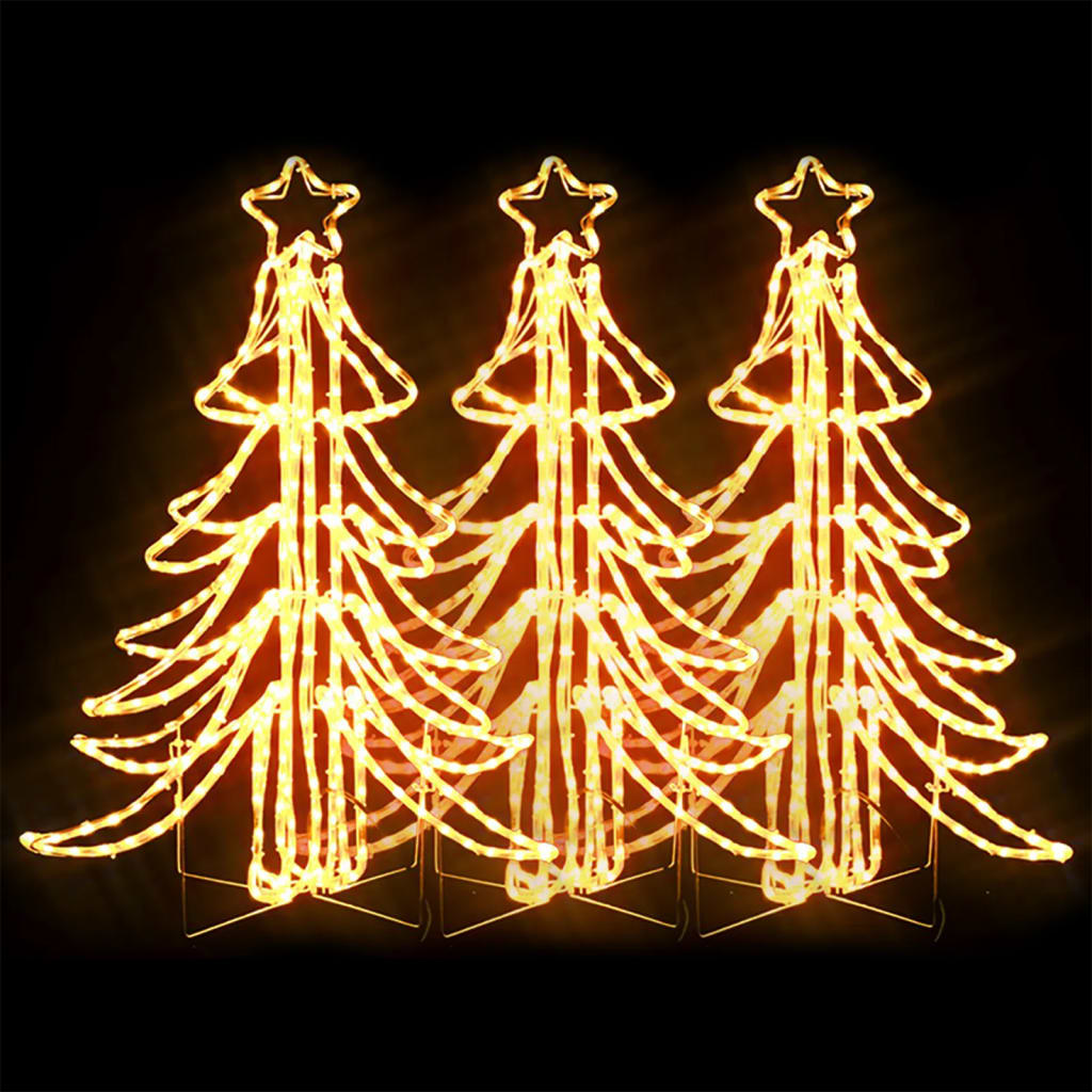 VidaXL Weihnachtsfigurenbaum 3 Stk. faltbar mit LEDs 87x87x93 cm warmweiß