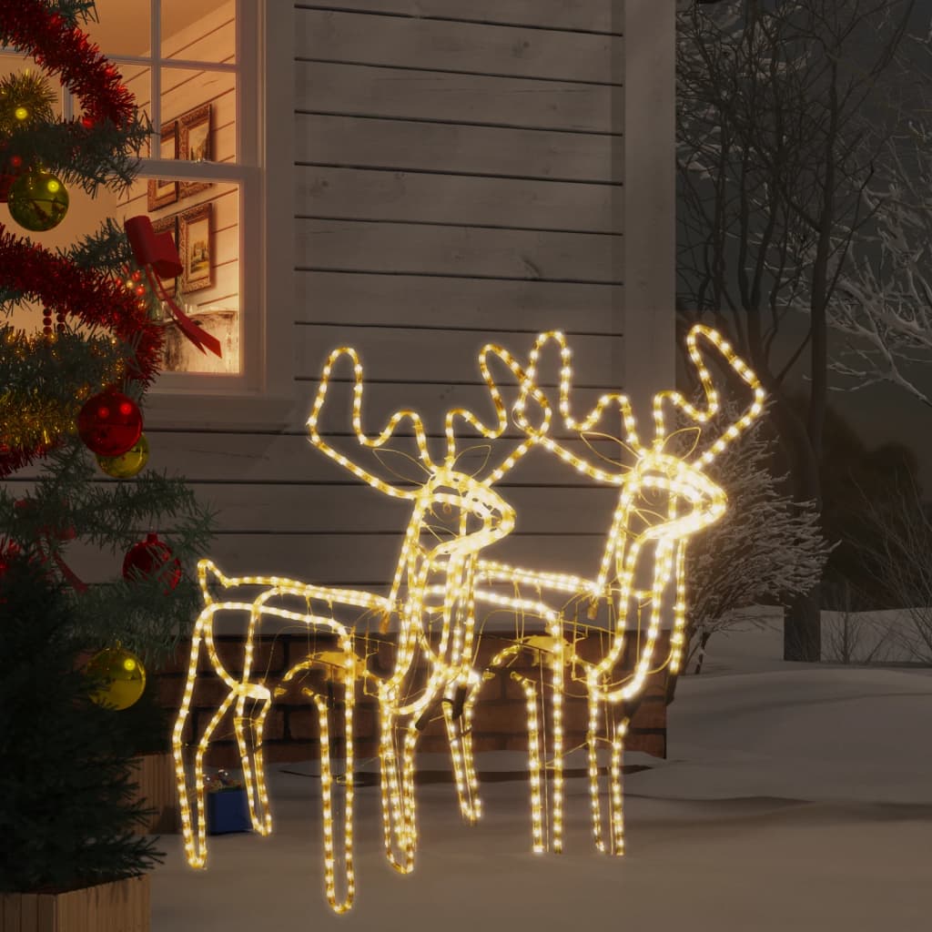 VidaXL Weihnachtsfigur Rentier mit beweglichem Kopf 2 Stk. Warmweiß