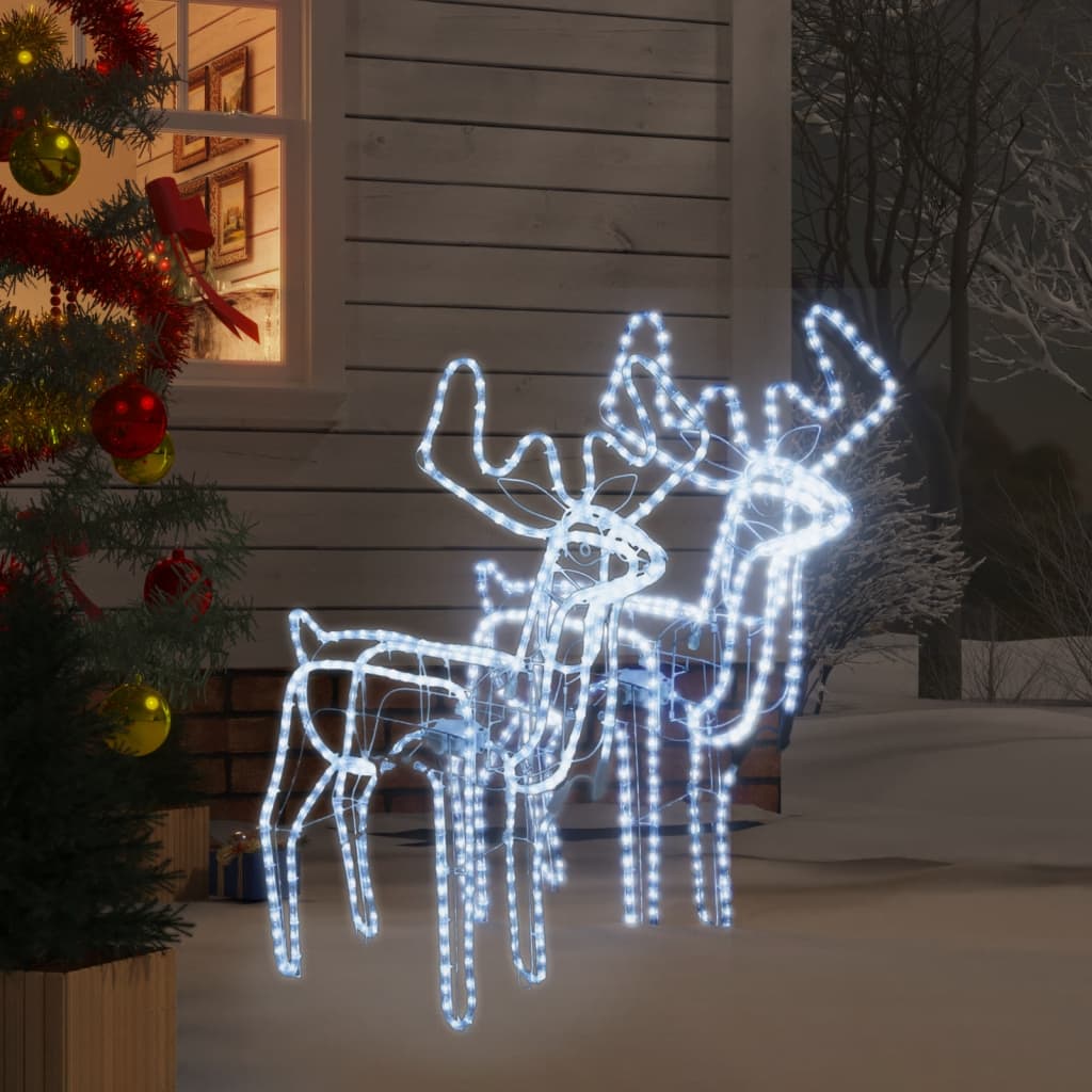 VidaXL Weihnachtsfigur Rentier mit beweglichem Kopf 2 Stück 76x42x87 cm kaltweiß