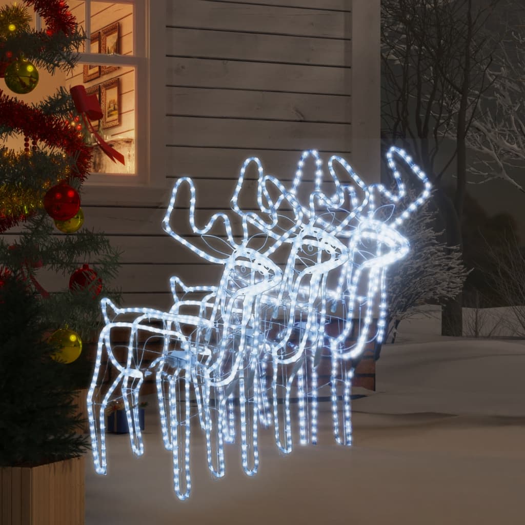 Vidaxl kerstfiguur rendier met bewegende kop 3 st 76x42x87 cm koudwit
