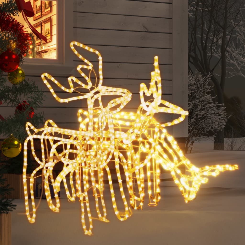 VidaXL 3-teiliges Weihnachtsfiguren-Set Rentier warmweiß