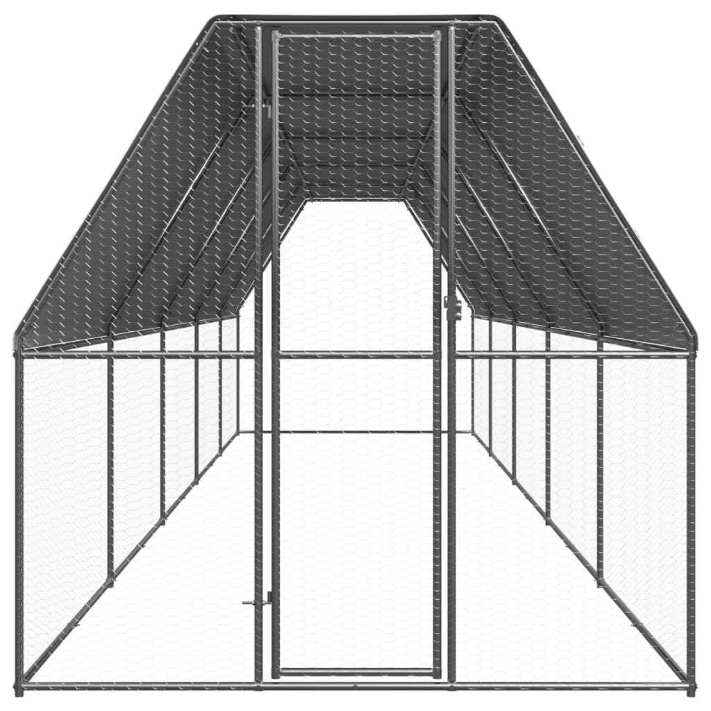 VidaXL Außenstall für Hühner 2x10x2 m aus verzinktem Stahl