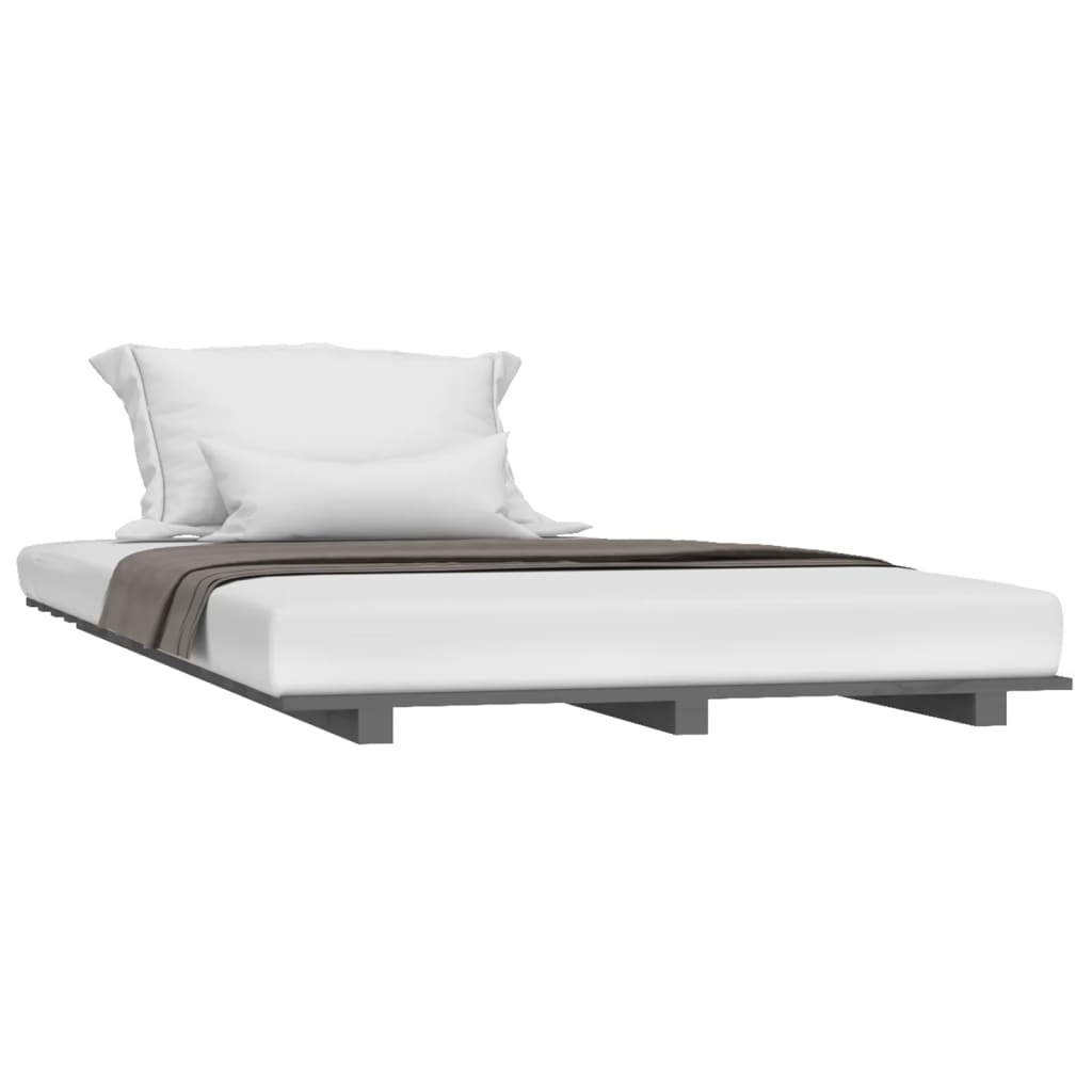 Vidaxl bedframe massief grenenhout grijs 90x200 cm