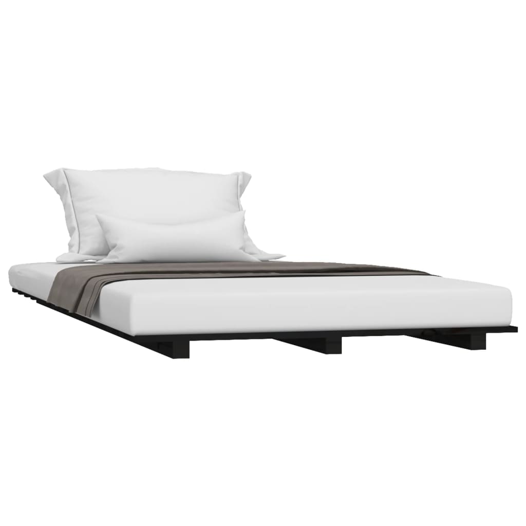 Vidaxl bedframe 90x190 cm massief grenenhout zwart