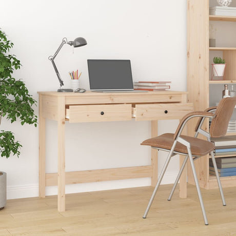 Vidaxl bureau met lades 100x50x78 cm massief grenenhout