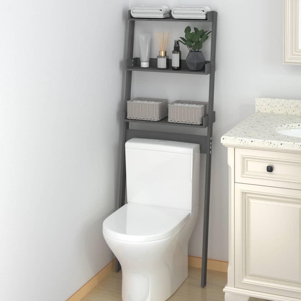 Vidaxl Toilettenregal 63,5x32x179 cm Festkiefer Holz grau