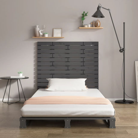 Vidaxl hoofdbord wandmontage 146x3x91,5 cm massief grenenhout grijs