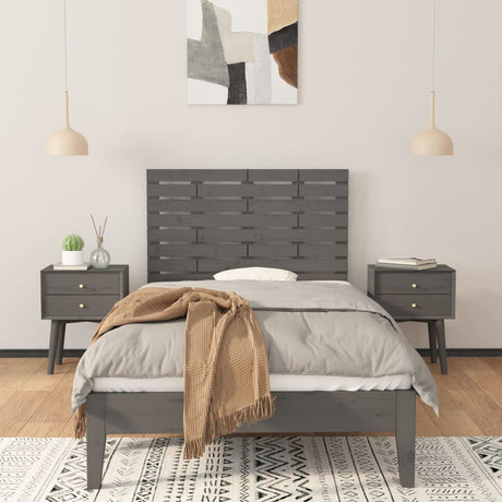 Vidaxl hoofdbord wandmontage 96x3x63 cm massief grenenhout grijs