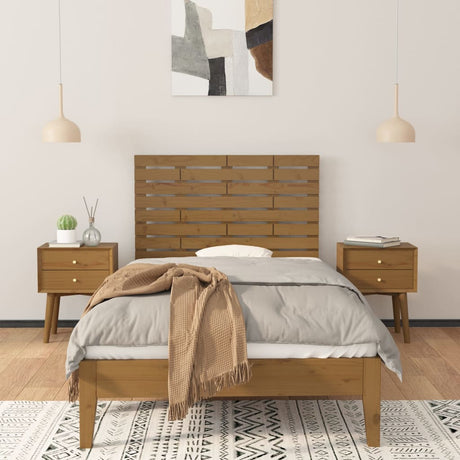 Vidaxl hoofdbord wandmontage 96x3x63 cm massief grenenhout honingbruin