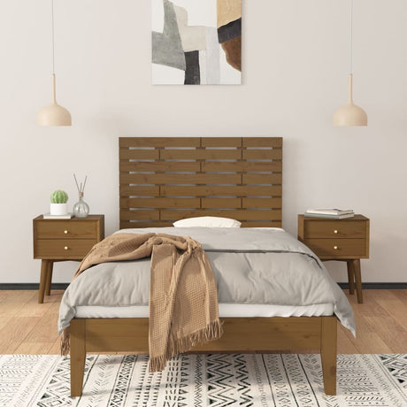 Vidaxl hoofdbord wandmontage 81x3x63 cm massief grenenhout honingbruin