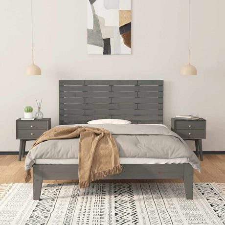 Vidaxl hoofdbord wandmontage 141x3x63 cm massief grenenhout grijs