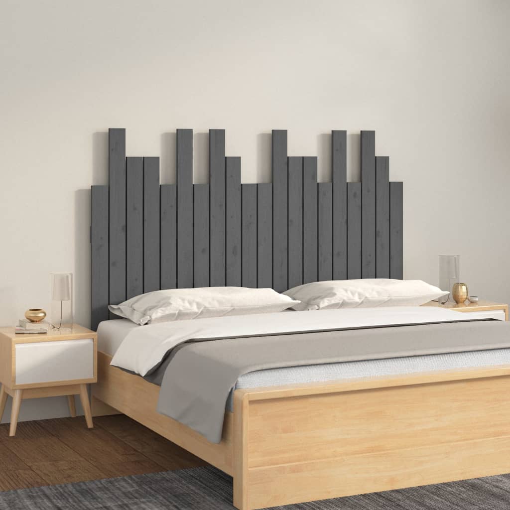 Vidaxl hoofdbord wandmontage 127,5x3x80 cm massief grenenhout grijs
