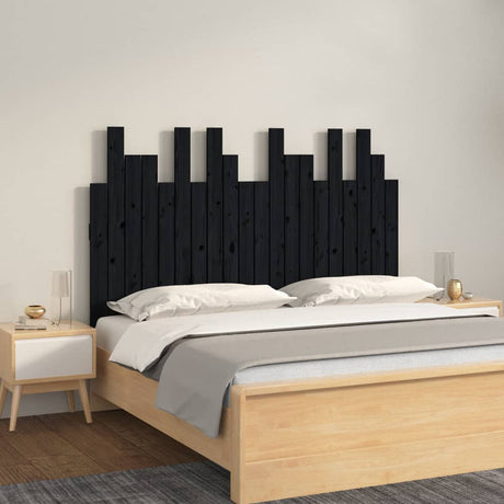 Vidaxl hoofdbord wandmontage 127,5x3x80 cm massief grenenhout zwart