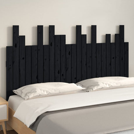 Vidaxl hoofdbord wandmontage 146,5x3x80 cm massief grenenhout zwart
