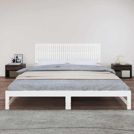 Vidaxl wandhoofdbord 204x3x60 cm massief grenenhout wit