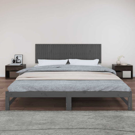 Vidaxl wandhoofdbord 204x3x60 cm massief grenenhout grijs