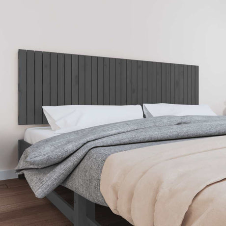 Vidaxl wandhoofdbord 204x3x60 cm massief grenenhout grijs