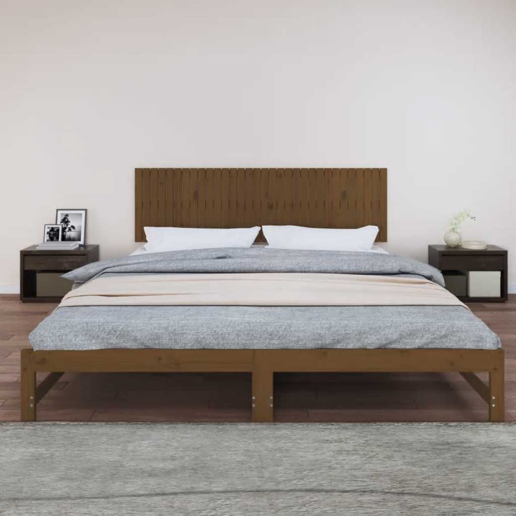 Vidaxl wandhoofdbord 204x3x60 cm massief grenenhout honingbruin