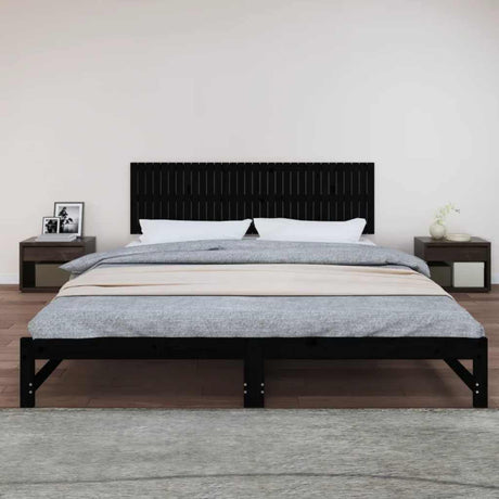 Vidaxl wandhoofdbord 204x3x60 cm massief grenenhout zwart