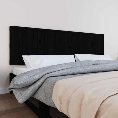 Vidaxl wandhoofdbord 204x3x60 cm massief grenenhout zwart