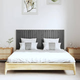 Vidaxl wandhoofdbord 147x3x60 cm massief grenenhout grijs
