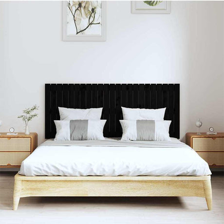 Vidaxl wandhoofdbord 147x3x60 cm massief grenenhout zwart