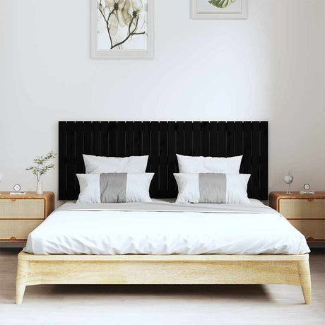 Vidaxl wandhoofdbord 159,5x3x60 cm massief grenenhout zwart