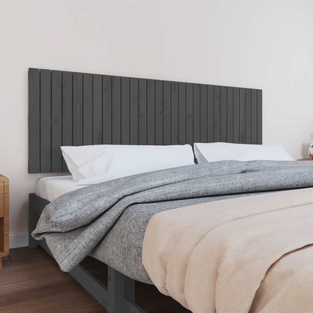 Vidaxl wandhoofdbord 185x3x60 cm massief grenenhout grijs