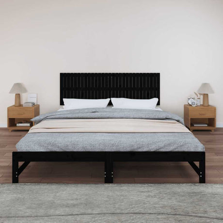 Vidaxl wandhoofdbord 185x3x60 cm massief grenenhout zwart