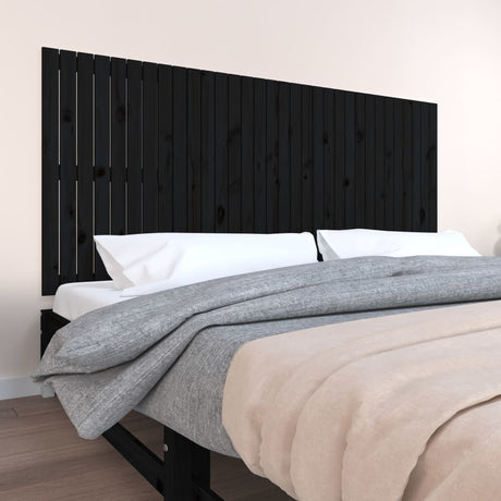 Vidaxl wandhoofdbord 204x3x90 cm massief grenenhout zwart
