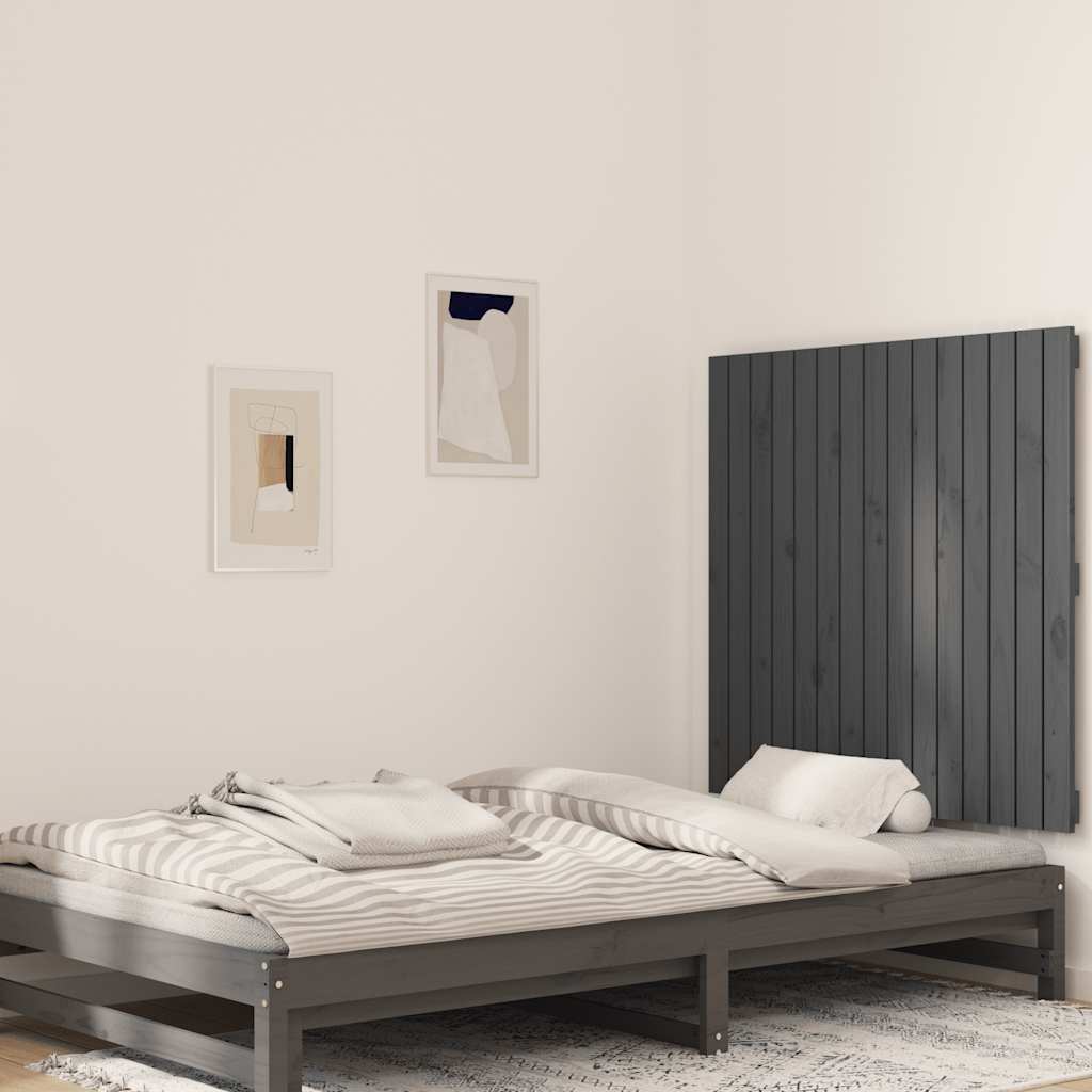 Vidaxl wandhoofdbord 95,5x3x90 cm massief grenenhout grijs