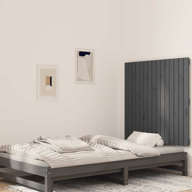 Vidaxl wandhoofdbord 95,5x3x90 cm massief grenenhout grijs