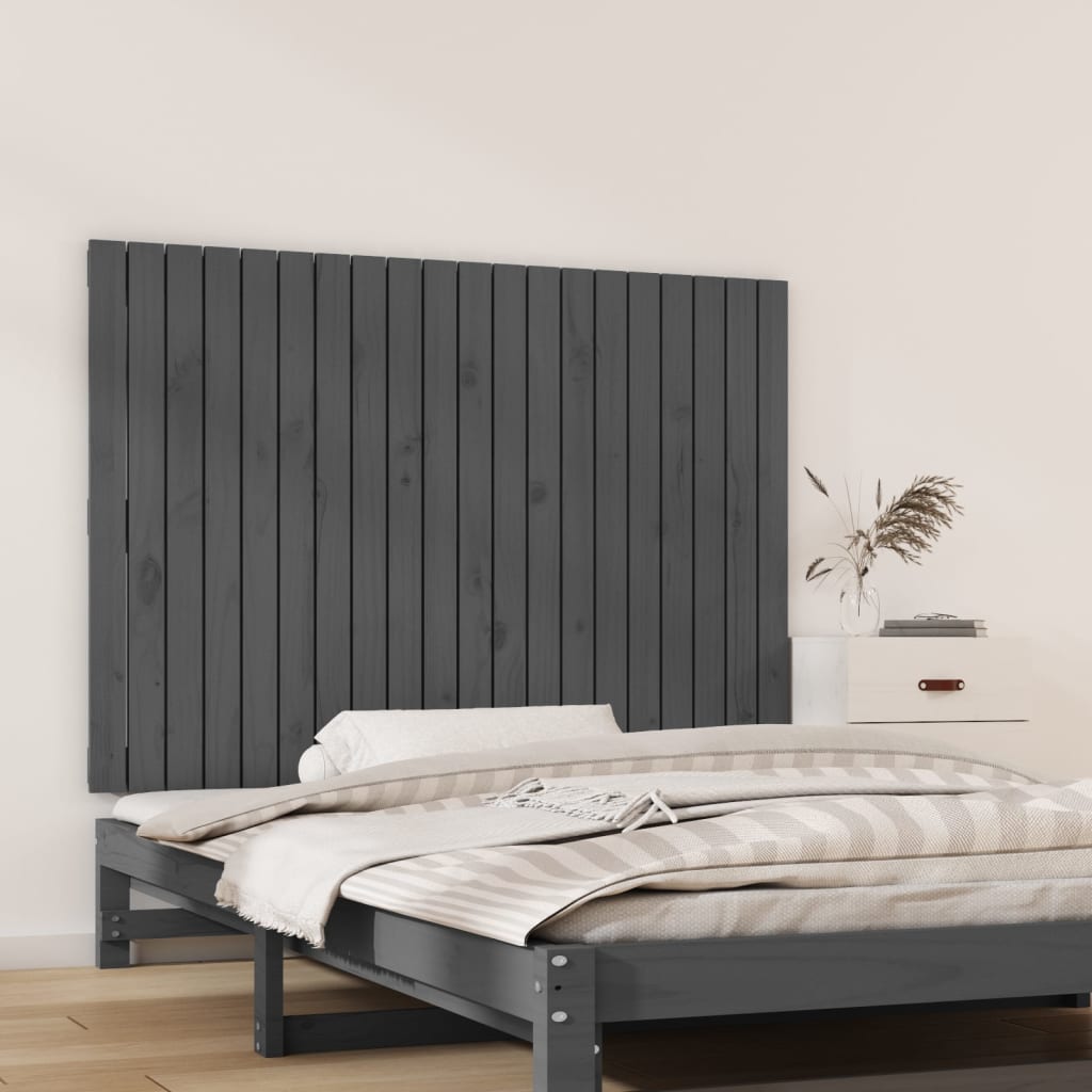 Vidaxl wandhoofdbord 127,5x3x90 cm massief grenenhout grijs