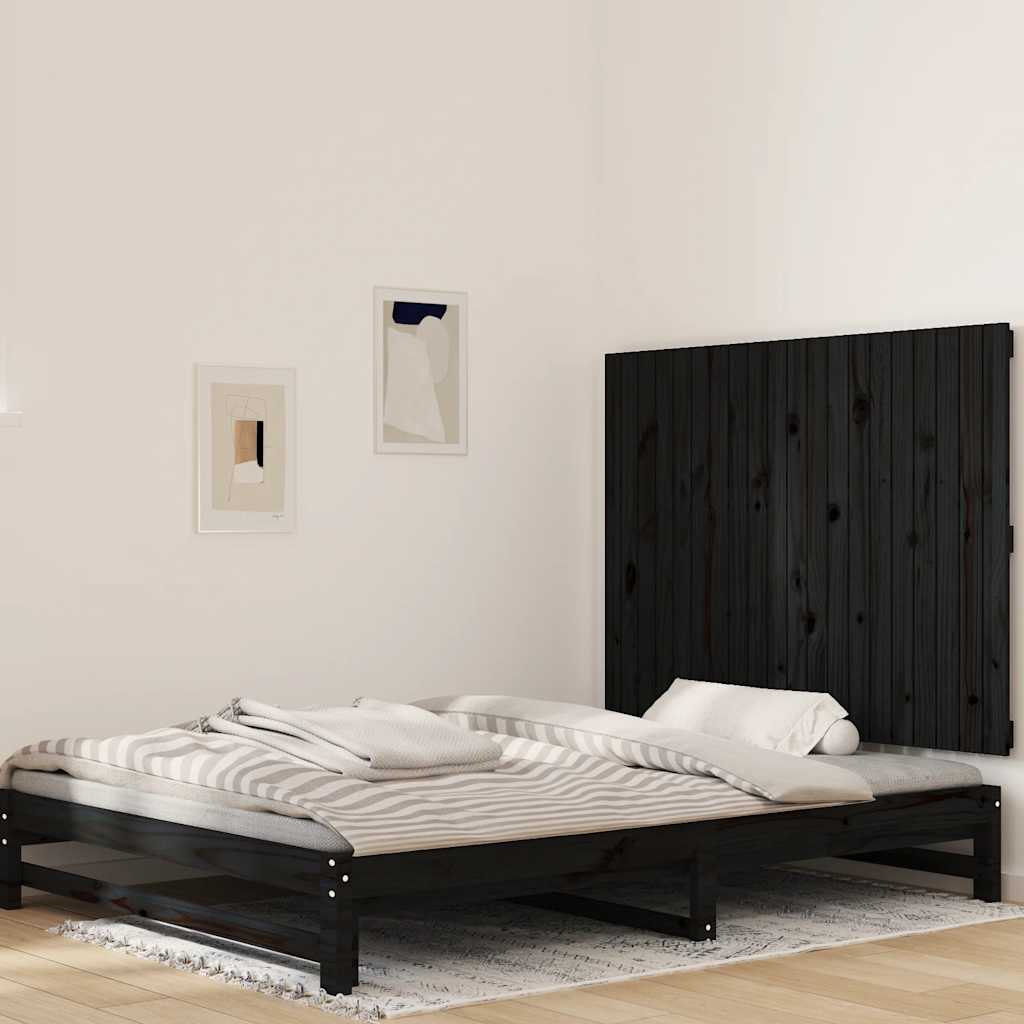 Vidaxl wandhoofdbord 127,5x3x90 cm massief grenenhout zwart
